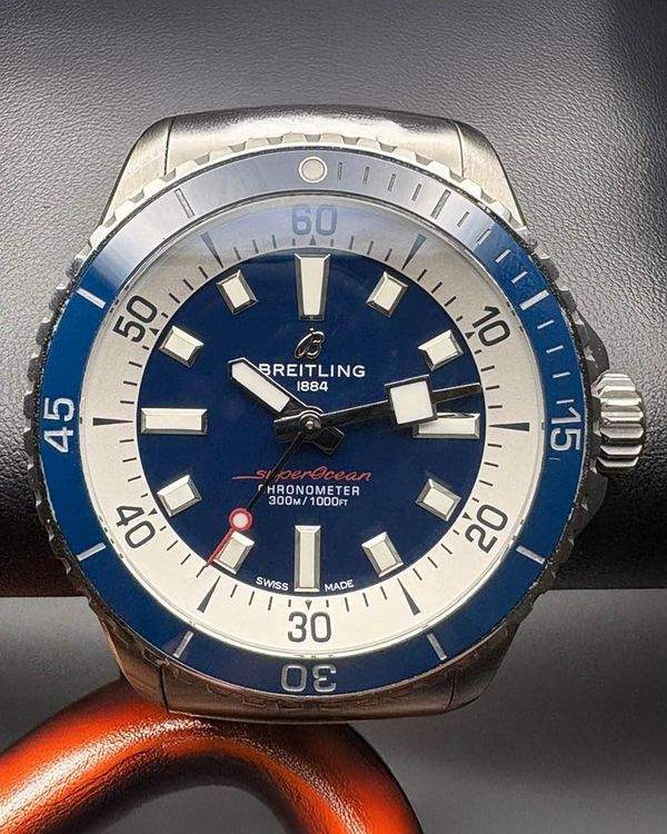 Superocean 42MM Blue Dial Steel Bracelet (A17375) Original Garansi Resmi